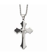 Men&#39;s Stainless Steel Lazer Cut Cross Necklace - €77,21 EUR
