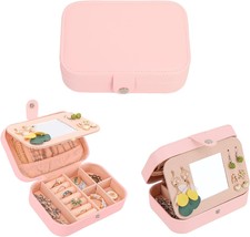 Travel Jewelry Box with Mirror for Women Girls Gifts Mini Jewelry Case Holder Sm - £16.55 GBP