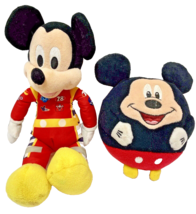 Disney Lot of 2 Mickey Mouse Plush Dolls Racer and TY Ball Mickey Stuffed - £9.90 GBP