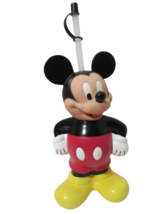 Vtg 70s Disney Mickey Mouse Water Drinking Bottle W/Straw Hard Plastic 11&quot;T - £7.78 GBP