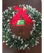 Christmas House 13&quot; Hanging Christmas/Holiday Wreath Green/White-New-SHI... - $12.52