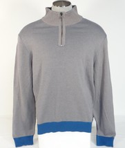 Calvin Klein Gray 1/2 Zip Mock Neck Cotton Sweater Mens NWT - $74.99
