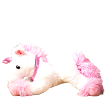 Kellytoy Lying Unicorn Colorful Fur Plush Toy Stuffed Animal White Horse 14 - £12.82 GBP