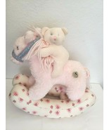 Teddy Bear Rocking Horse Musical Plush Stuffed Animal Pink Flowers - £31.05 GBP