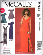 McCalls M7683 Misses Special Occasion Cocktail Prom Dress 14 to 22 Uncut Pattern - $14.23