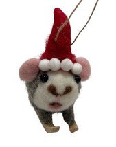Silver Tree Wooly Skiing Hamster with Santa Hat Christmas Ornament Red 4.5 in - £8.11 GBP