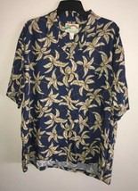 Paradise Found Hawaiian Tropical Shirt Mens XL X-Large Blue Hibiscus Flower - £76.94 GBP