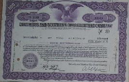 Columbus and Southern Ohio Electric Stock Certificate - 1974 Scripophilly Bond - £62.86 GBP