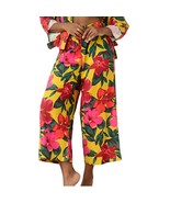TAHARI Tropical Linen Blend Wide-Leg Crop Pants Size Small Pull On Flora... - $51.65 CAD