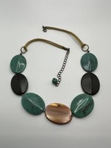 Vintage Turquoise Oval Adjustable Artisan Necklace Size: 18.5 - 21.5 inches NB10 - $19.80