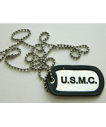 USMC Marine Dog Tags, Aluminum with light weight chain Perfect Condition - £7.45 GBP