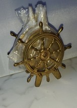 Vintage Brass Ships Wheel Coaster Set Nautical Set of 5 Coasters - $34.60
