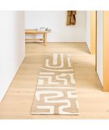 Hand-Tufted Beige &amp; White Runner Rug – Modern Abstract Design - $439.00+