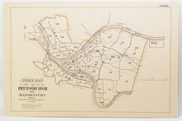 Vintage Pittsburgh Allegheny City Ward Map Atlas Index Lithograph 1890&#39;s - £206.07 GBP