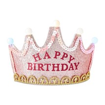 Pink Glitter Light-Up Happy Birthday Tiara, by - $20.17
