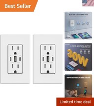 Elegant Matte White 30W 3-Port USB Outlet with Screwless Wall Plate - UL... - $60.00