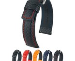 Hirsch Carbon Calf Watch Strap - Red Band/White Upper Stitching - L - 22... - $87.95