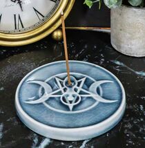 Wicca Spiral Sacred Moon Triple Goddess Pentagram Incense Stick Holder B... - $16.49