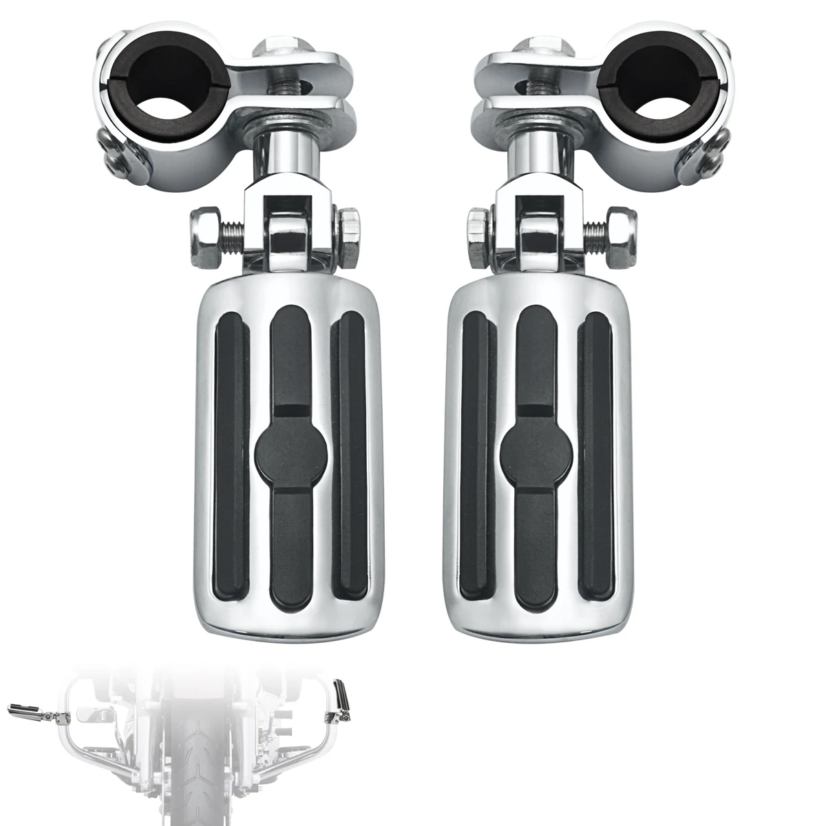 Motorcycle Highway Clamp Foot Pegs Footrest Pedal Footpegs Mount Chrome For - £29.91 GBP+