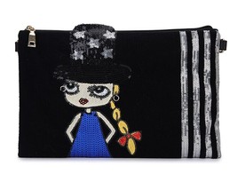 Fashion sequined cartoon girl Pu Leather Crossbody Bag Envelope Clutch for Women - £28.38 GBP