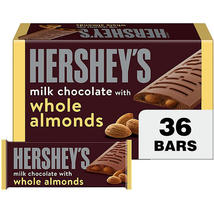 HERSHEY'S Milk Chocolate with Whole Almonds Candy Bars, 1.45 oz., 36 pk. - £28.30 GBP