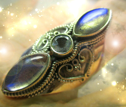 HAUNTED RING SACRED BRINGS WORDS TO LIGHT GOLDEN ROYAL COLLECTION OOAK MAGICK - $447.77