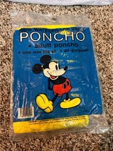 Vintage Mickey Mouse Adult Rain Poncho Disneyland World Park Exclusive 80&#39;s 90&#39;s - £8.77 GBP
