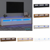 Modern Wooden Large TV Tele Stand Unit Cabinet With LED Lights &amp; Storage Wood - £132.54 GBP+