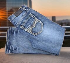 True Luck Straight Leg Jeans Mens Size 32x30 Embroidered Denim Western H... - $27.72