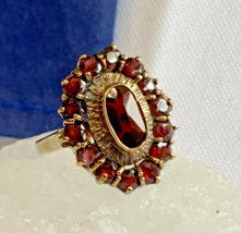 Antique 8K Yellow Gold Ring 4.88g Fine Jewelry Sz 6.25 Garnet Color Stones - £308.59 GBP