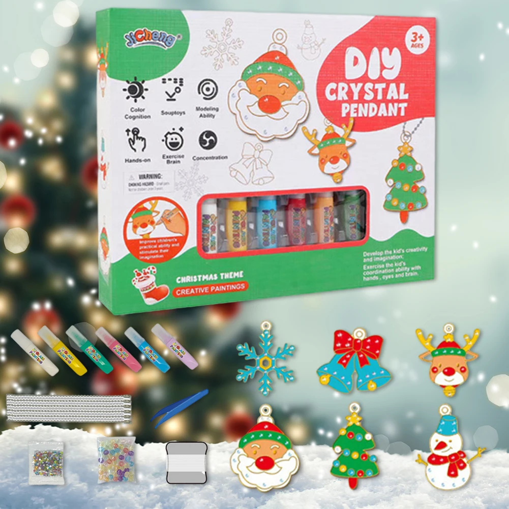 Kids diy crystal paint arts and crafts set diy crystal pendant kit no bake crystal glue thumb200