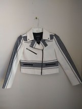 Club Monaco Nolicia Stripe Cropped Moto Women&#39;s Jacket Size 2 - $70.99