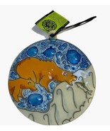 Handmade Fused Glass Ornament Suncatcher  Bear River Salmon 4” - £22.48 GBP