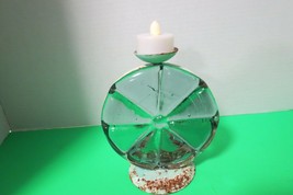 Enesco Tea Light Glass Candle Holder 7.5&quot; Petina On Base Made In Philipp... - £16.31 GBP