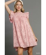 Women&#39;s Jacquard Lace Ruffle Short Sleeve Dress With Back Button Keyhole - $846.19 MXN