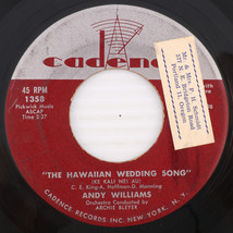 Andy Williams – The Hawaiian Wedding Song - 1958 45 rpm Single Vinyl Record 1358 - $3.32