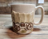 Otagiri Stoneware Coffee Mug Embossed Wagon Scene 1981 - $14.89