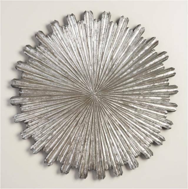 Wall Mirror Round For Home Silver Antique finish MDF & Glass