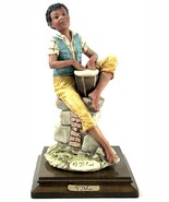 Vintage Auro Belcari 1987 Signed Sculpture Boy Playing Bongo Drum Italy 8” - $34.95
