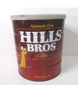 Vintage Hills Bros Coffee Red Metal Can 2 LB 7oz Large Tin 39oz - £9.83 GBP