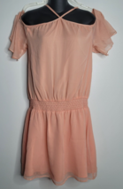 Marchesa Rose Off-Shoulder Dress Womens Large Bell Sleeve Coral Pink MSR... - $79.99