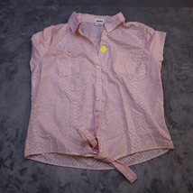 Cato Shirt Women XL Pink Short Sleeve Button Up Casual Tie Waist Western - £18.12 GBP