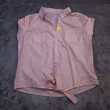 Cato Shirt Women XL Pink Short Sleeve Button Up Casual Tie Waist Western - £18.08 GBP