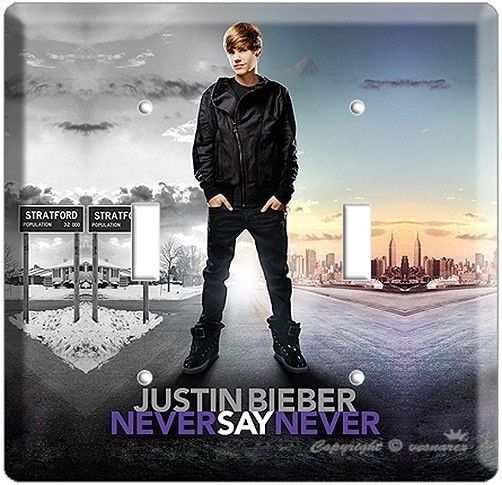 JUSTIN BIEBER NEVER SAY POSTER DOUBLE LIGHT SWITCH COVER TEENAGE GIRL ROOM ART