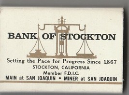 Vtg Strike on Match Box with local ad &amp; sticks ~ Bank of Stockton ~ (wh) - $113.09 MXN