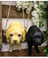 Set Of 2 Lifelike Golden Retriever Puppy Dogs On Branch Swing Hanger Wal... - €43,36 EUR