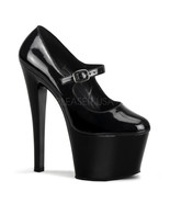 PLEASER Shoes Pumps Sexy Tall Platform Black Patent Mary Janes Exotic 7&quot;... - $101.14 CAD