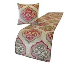Emre - Jacquard Pink Decorative Bed Runner and Pillow Cover - £47.47 GBP+