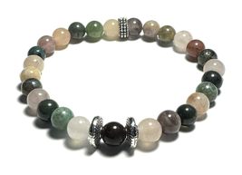 Indian Agate Jewelry Bracelet with Metal Accents - €5,10 EUR