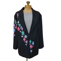 Bob Mackie Blazer Jacket Womens Wearable Art Embellished IX Black Lined - $34.65